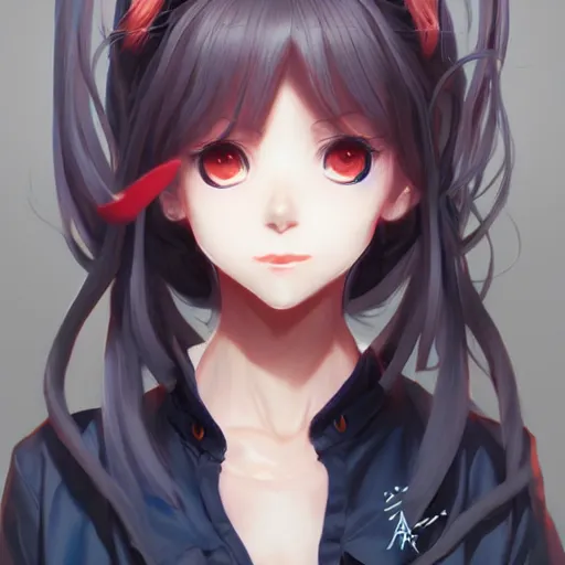 Image similar to anime portrait of a smug anime girl by Stanley Artgerm Lau, WLOP, Rossdraws, James Jean, Andrei Riabovitchev, Marc Simonetti, and Sakimichan, trending on artstation