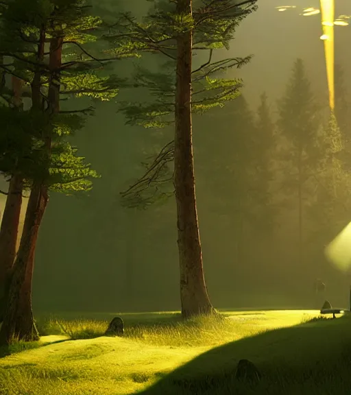 Image similar to green cross lights in the artic, volumetric lighting, fog, majestic light, octane render, ethereal glare of the sun, hyperrealistic, epic, masterpiece, by makoto shinkai, by peter zumthor