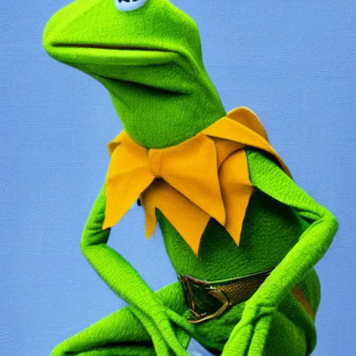 Image similar to portrait of kermit the frog, renaissance