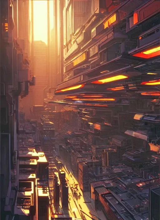 Prompt: photo of cyberpunk library, scifi, bright light, busy street, morning sun, interesting angle, 8 k high definition, insanely detailed, art by syd mead and masamune shirow