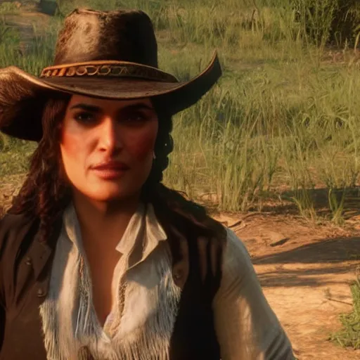 Image similar to Salma Hayek as an NPC in Red Dead Redemption 2