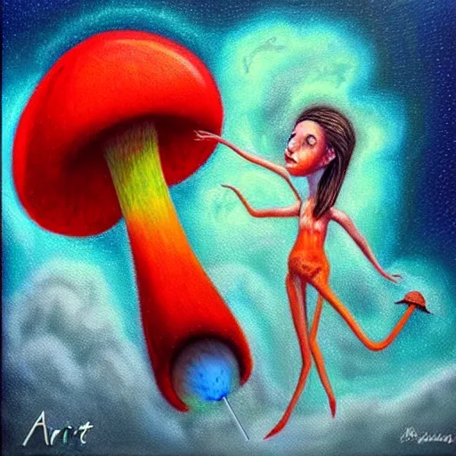 Image similar to ❤🔥🍄🌪, trending on art station, in the sky, highly realistic surrealist art