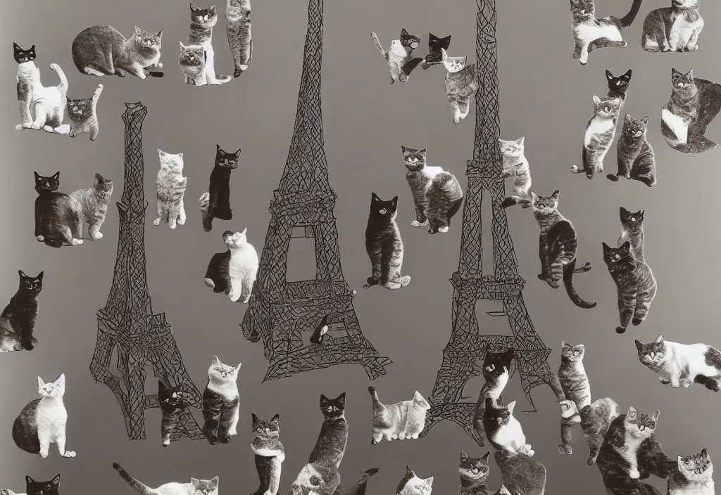 Image similar to the eiffel tower made out of cats