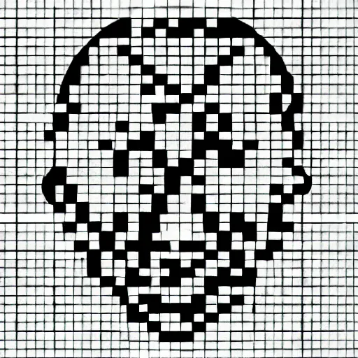 Image similar to evil skull made out of binary code, on computer screen, old computer