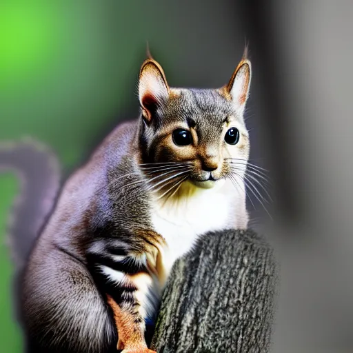 Image similar to a feline cat - squirrel - hybrid, animal photography