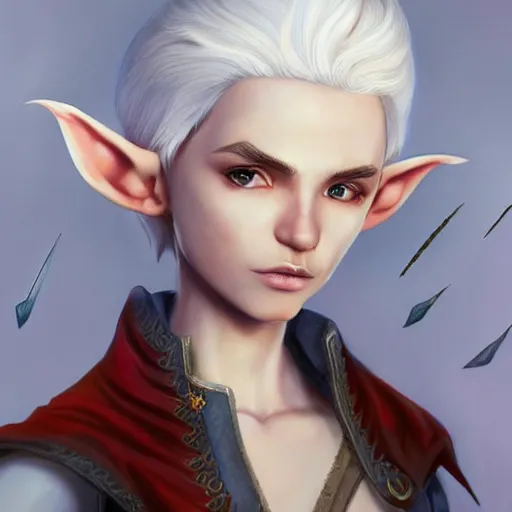 Prompt: Beautiful white haired aged fair skinned scholar elf with spell scroll and lightning background, realistic eyes, full body, symmetrical, realism, digital painting, detailed artwork, portrait, mythical, artstation, high quality
