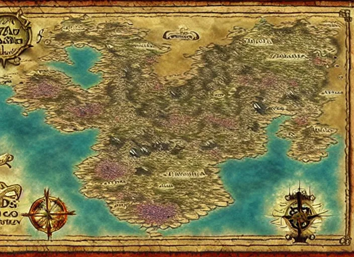 Image similar to dramatic map over fantasy world