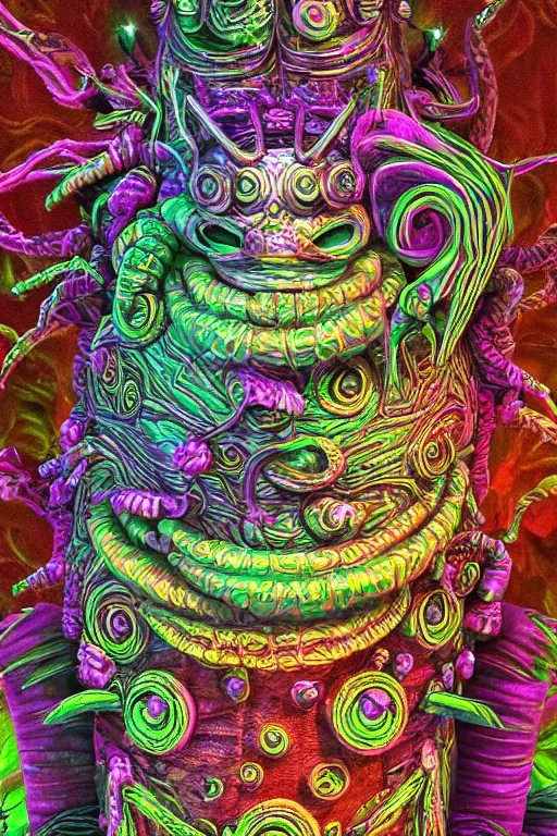 Image similar to creature sushi roots cactus elemental flush of force nature micro world fluo light deepdream a wild amazing steampunk baroque ancient alien creature, intricate detail, colorful digital painting radiating a glowing aura global illumination ray tracing