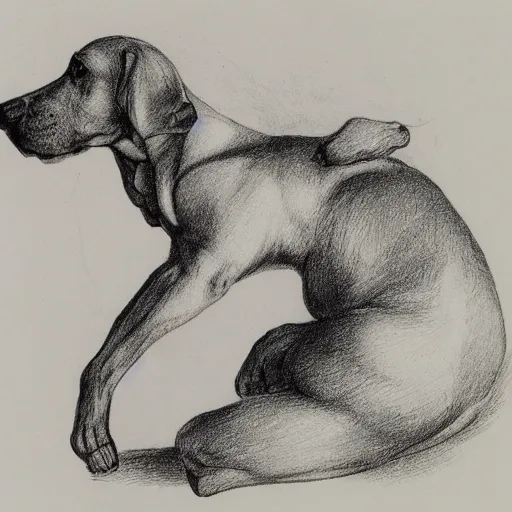 Image similar to drawing of a dog by Hans Bellmer
