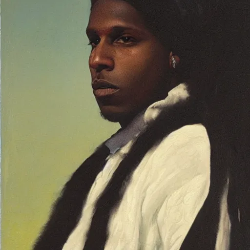Prompt: asap rocky, oil on canvas, 1883