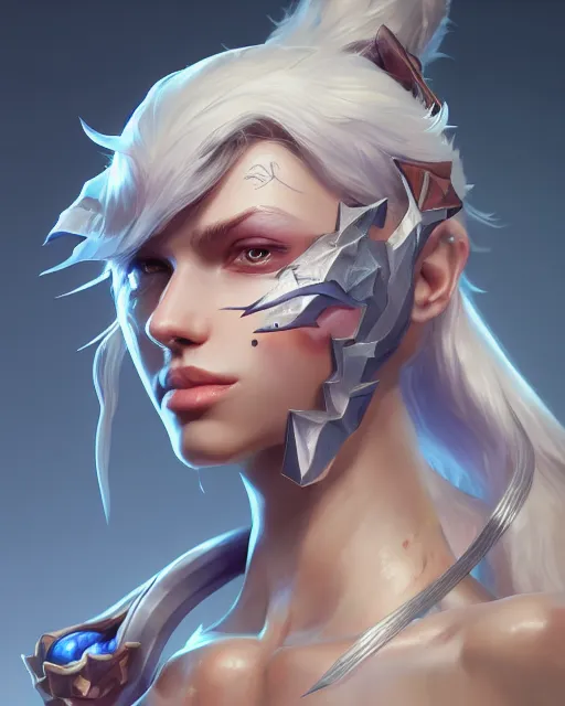 Image similar to league of legends portrait, au naturel, hyper detailed, digital art, trending in artstation, cinematic lighting, studio quality, smooth render, unreal engine 5 rendered, octane rendered, art style by klimt and nixeu and ian sprigger and wlop and krenz cushart.