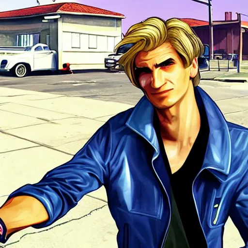 Image similar to XQC as a GTA character in a loading screen