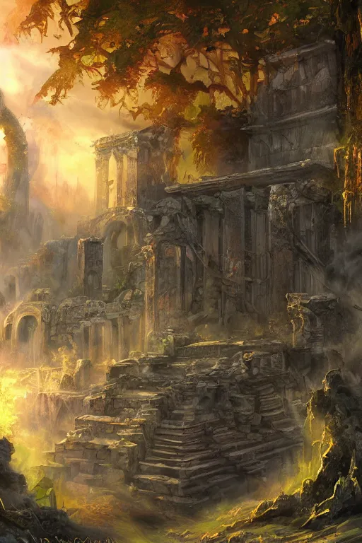 Prompt: digital painting detailed ruins magic the gathering by Cliff Childs