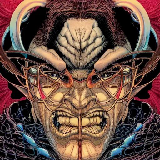 Image similar to portrait of crazy balrog, symmetrical, by yoichi hatakenaka, masamune shirow, josan gonzales and dan mumford, ayami kojima, takato yamamoto, barclay shaw, karol bak, yukito kishiro