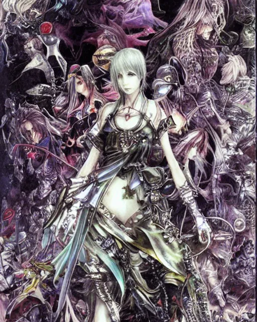 Image similar to conceptual art from from final fantasy by master artist yoshitaka amano, masterpiece w 1 0 2 4