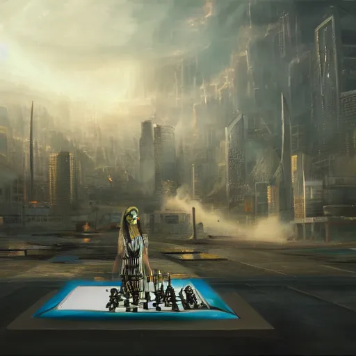 apocalyptic-future-city-cleopatra-playing-chess-stable-diffusion