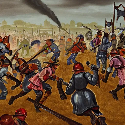 Prompt: Painting depicting the Falador Massacre