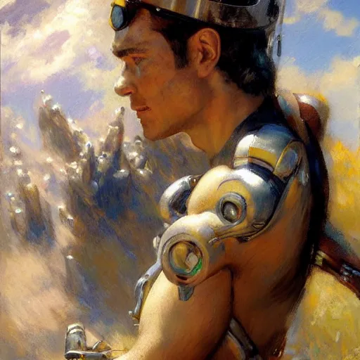 Prompt: human cyborg, sunny, painting by gaston bussiere, craig mullins, j. c. leyendecker