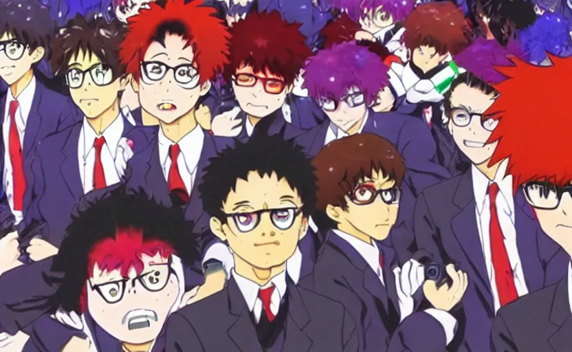 Image similar to Dr. Steve Brule in Neon Genesis Evangelion, anime by Gainax