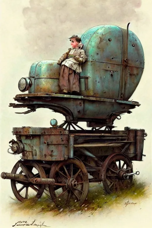 Prompt: (((((1950s brutal steel wagon . muted colors.))))) by Jean-Baptiste Monge !!!!!!!!!!!!!!!!!!!!!!!!!!!