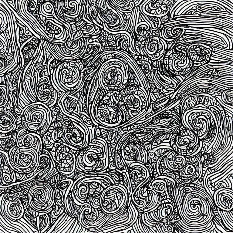 Image similar to a pen and ink generative line - art drawing