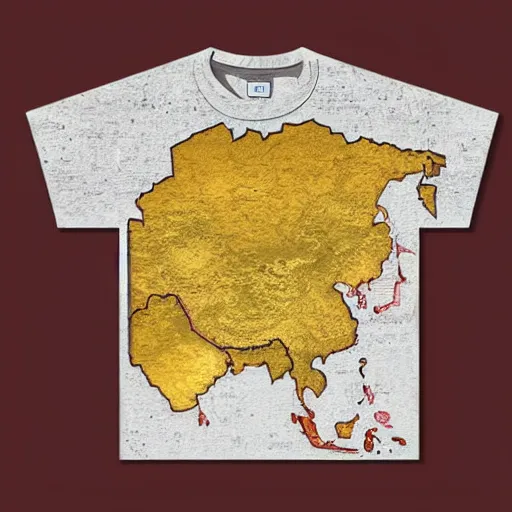Prompt: country map of japan on a graphic tee shirt, product photo, 8 k