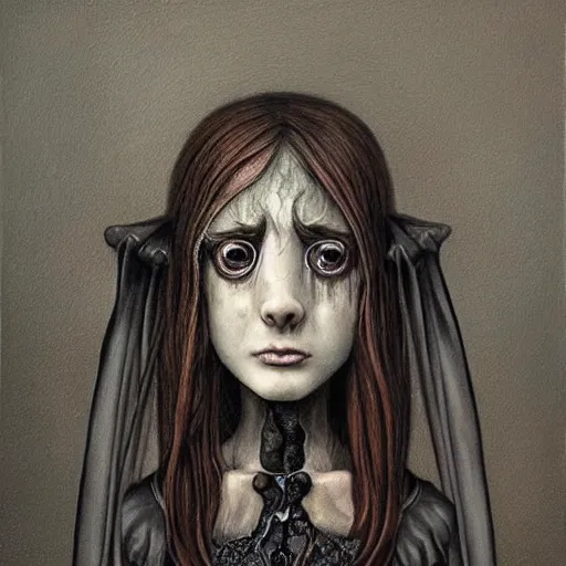 Prompt: a hyperrealistic painting of a beautiful gothic princess crying tears of blood, by John Kenn Mortensen, vivid color, highly detailed,