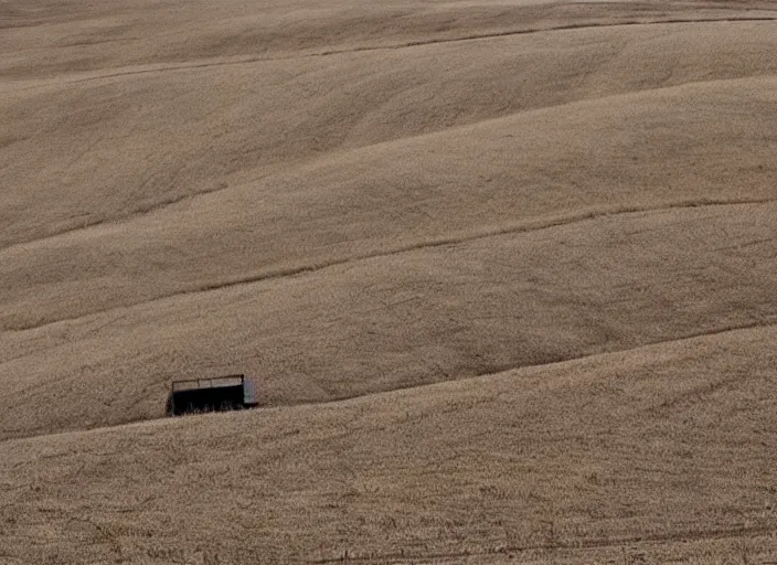 Image similar to minimal endless bland pale bleached sloping wheat farmland by bill watterson from mulan ( 1 9 9 7 )