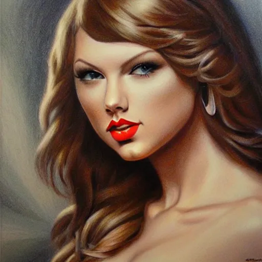 Image similar to pencil art, detailed portrait of taylor swift, intricate, hyper detailed, realistic, oil painting, by julie bell, frank frazetta, cinematic lighting