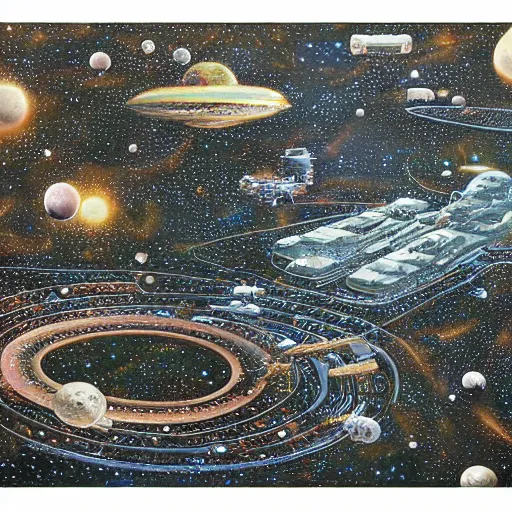 Image similar to spacy colony by don Davis, on canvas