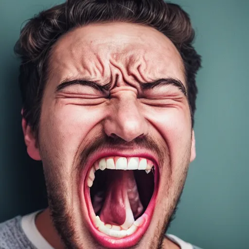 Image similar to photo of generic human face screaming in pain