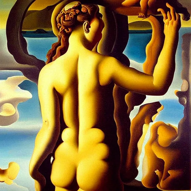 Image similar to a beautiful painting venus of milos, bathroom by salvador dali realistic oil painting