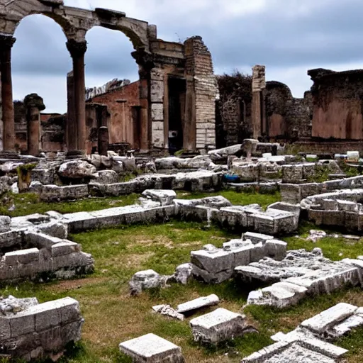 Image similar to ancient roman city in ruins of blight and plague