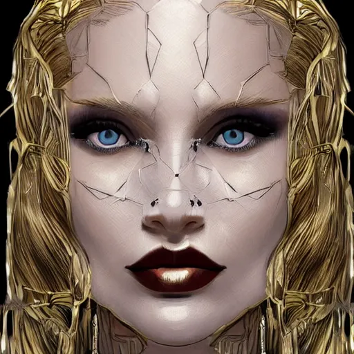 Prompt: abbey lee kershaw as emma frost, symmetrical facial features, 8 k intricate detail, golden ratio, in the style of pepe larraz, radiosity rendering,