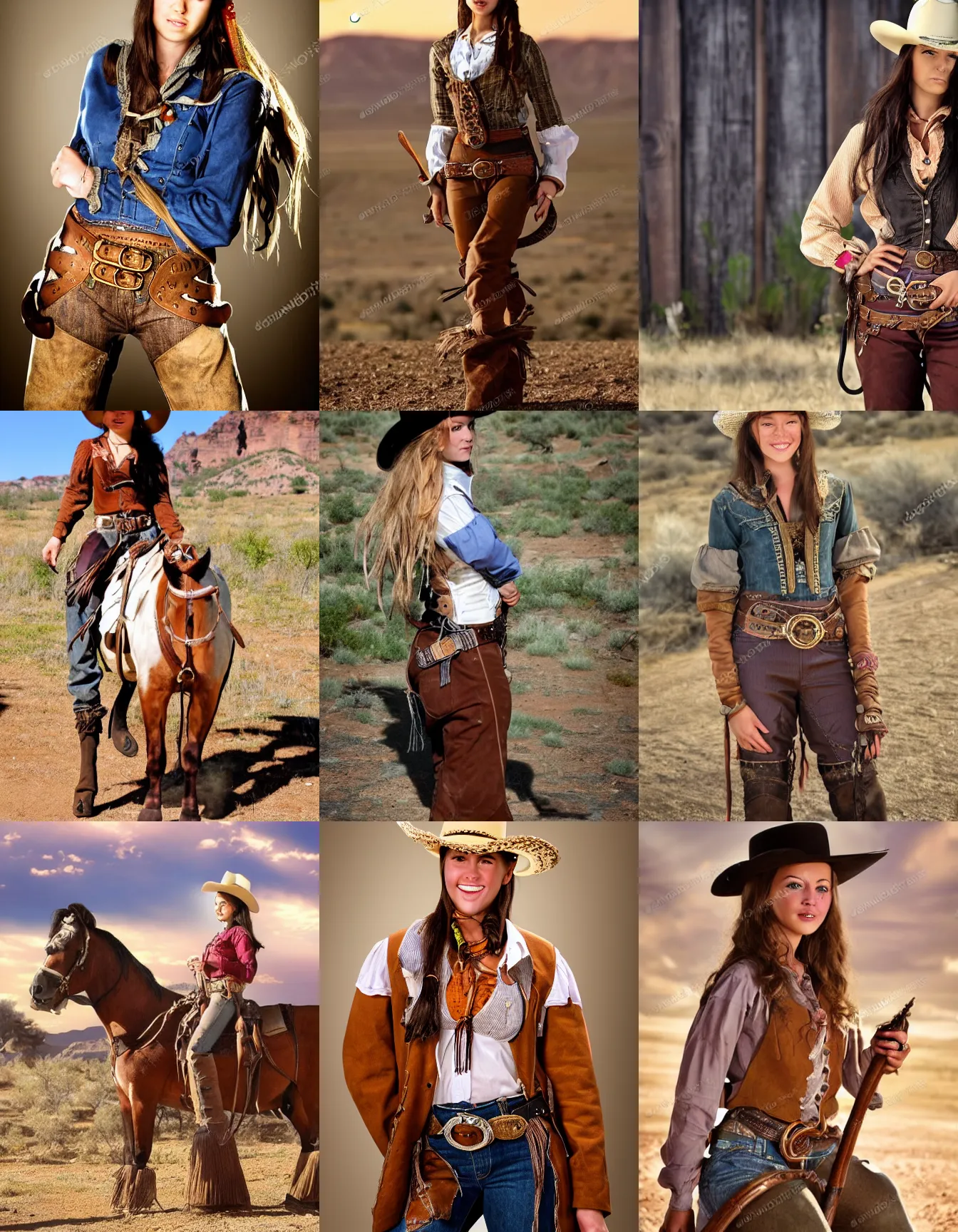 Prompt: wild west young female cowboy