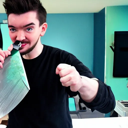 Prompt: Jacksepticeye with a knife