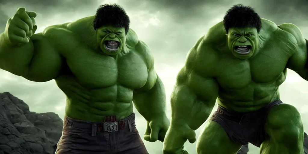 Image similar to dwayne johnson as hulk, highly detailed, environmental light, cinematic by francis tneh