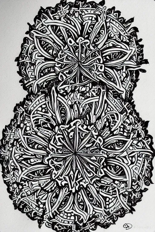 Image similar to symmetric lizard mandala ink drawing