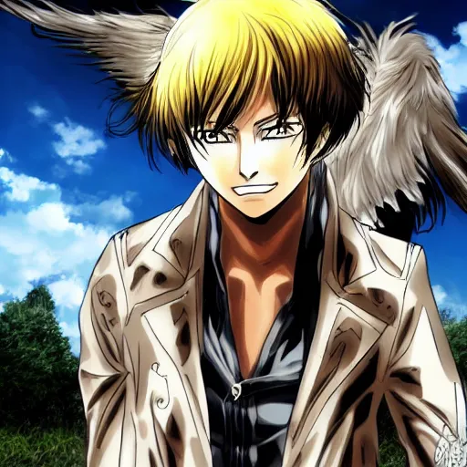 Image similar to eren yeager as fallen angel style of alexander cabanel