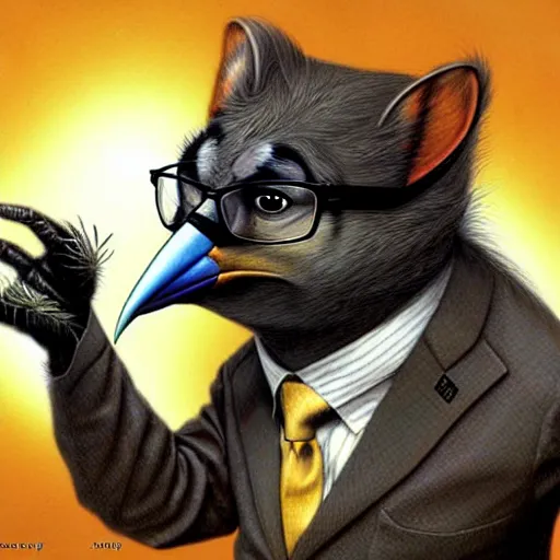 Image similar to john oliver as a bird fursona, by greg staples, furry, digital art