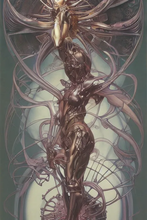 Prompt: now is the time to relaunch the dream weapon, by artgerm and yoshitaka amano and moebius and hr giger and zdislaw beksinski and hajime sorayama and alphonse mucha, trending on artstation