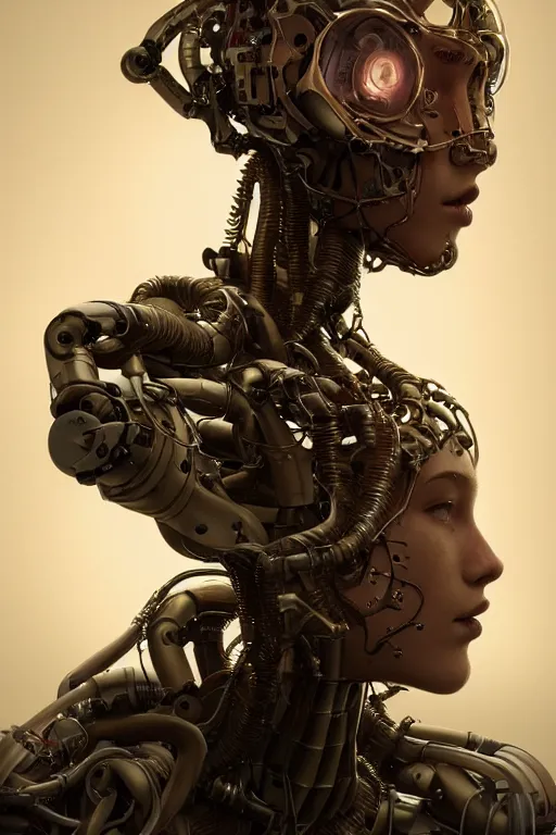 Image similar to beautiful portrait of a teen robot, intricate, dystopian, biopunk, extremely detailed, digital painting, sculpted in zbrush, artstation, concept art, smooth, sharp focus, illustration, chiaroscuro, soft lighting, golden ratio, rule of thirds, fibonacci, incredible art by Stanley Artgerm Lau and Greg Rutkowski, composition by mike mignola and Simon Stalenhag,