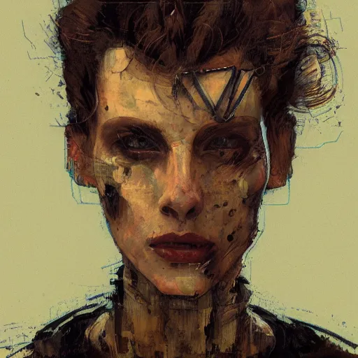 Image similar to portrait of a robot by greg rutkowski in the style of egon schiele