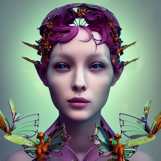 Image similar to queen of fairies, 4 k, intricate, detailed, jaw dropping, surreal, octane render