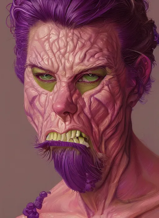 Image similar to portrait of purple Grimace in Society (1989), intricate, highly detailed, centered, digital painting, artstation, concept art, smooth, sharp focus, illustration, artgerm, donato giancola, Joseph Christian Leyendecker, WLOP, Artgerm