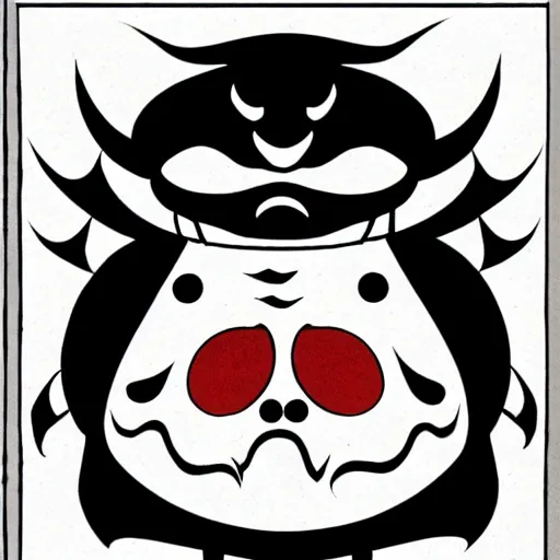 Image similar to daruma turned into a demon, satanic