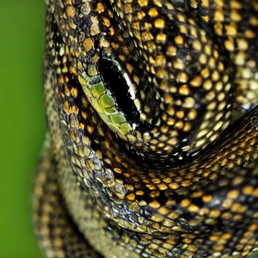 Prompt: close up of a Snake Eye in its natural environment, macro, High detail.