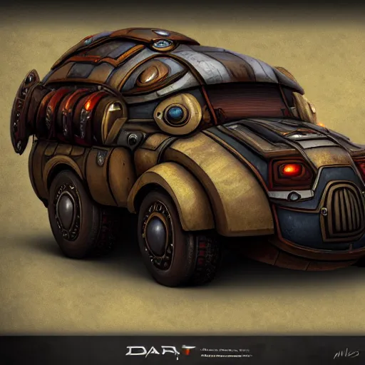 Image similar to a dwarven automobile, artstation, digital art, high quality, realistic