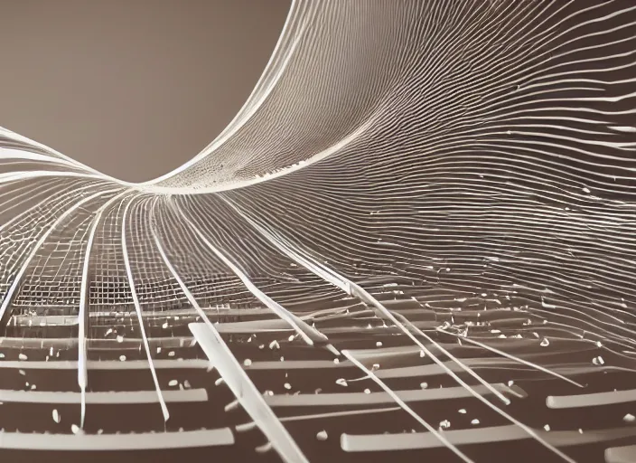 Prompt: Piano gradually turning into musical notes, musical notes, piano, gradient, gradual, flying particles