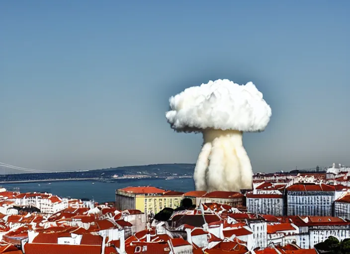 Prompt: nuclear mushroom cloud over lisbon